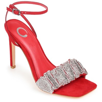 Journee Collection Womens Arlette Tru Comfort Foam Open Toe High Stiletto Pumps Red 6.5