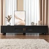 70.9" Modern TV Stand for TVs up to 80", Entertainment Center with 2 Glass Door Cabinets, 2 Drawers, Solid Wood Legs & Metal Handles for Living Room - 2 of 4