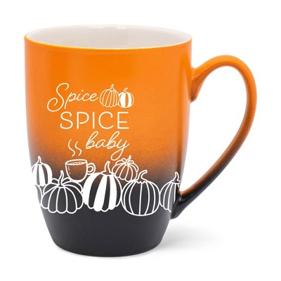 Elanze Designs Spice Spice Baby Two Toned Ombre Matte Orange and Black 12 ounce Ceramic Stoneware Coffee Cup Mug