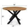 47" Round Dining Table with Pedestal Base and Black Metal Legs, Modern Wood Grain Table for Dining Room or Kitchen-Maison Boucle - 3 of 4