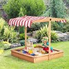 INFURNIC Baby Activity Gyms Wooden Sandbox with Adjustable Cover and Storage for Outdoor Play, Yellow, 42.25"*42.25"*43.25" - 2 of 4
