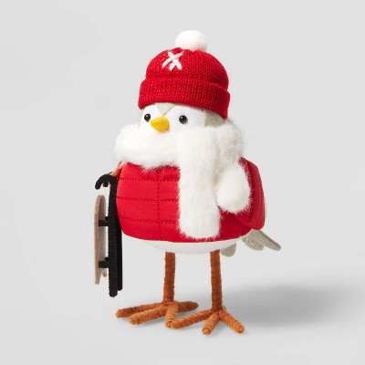 Bird with Sled and Stocking Hat Decorative Figurine Red - Wondershop™