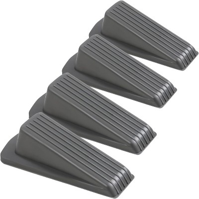 Attop Rubber Door Stoppers 4 Pack for Bottom of Door - Heavy Duty Gray Floor Wedge Stopper for Wood, Tile, Carpet Surfaces (4.8x2.2x1.3in)
