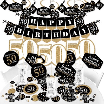 Big Dot of Happiness Adult 50th Birthday - Gold - Birthday Party Supplies - Banner Decoration Kit - Fundle Bundle