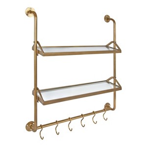 26" x 31" Marit Metal Wall Shelf Gold - Kate & Laurel All Things Decor - 1 of 4