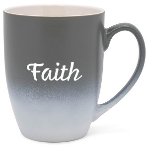 Elanze Designs Faith Two Toned Ombre Matte Grey and White 12 ounce Ceramic Stoneware Coffee Cup Mug - 1 of 4
