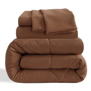 5/7 Pieces Microfiber Comforter Set, Breathable Down Alternative Bedding Set, All Season Bed in a Bag - NTBAY - 1 of 4