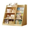 TOAOTBNBO Leaning-Ladder Toy Bookshelf Storage Organizer, 4-Tier Wood Sling Bookcase Modern Toy Lower Display Book Shelf for Playroom - 2 of 4