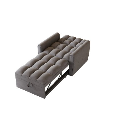 38.2-inch Foldable Large-size Sofa Bed with Adjustable Backrest, 3 Positions and Pillows, Modern Velvet Single Sofas