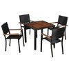vidaXL 5-Piece Patio Dining Set- Poly Rattan and Durable Acacia Wood - Black - Easy Assembly - Comfortable Seating - Unique, Weather-Resistant Design - 2 of 4