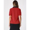 Allegra K Women's Contrast Collar Tie Ruffle Front Button Short Sleeve Work Shirt - 4 of 4