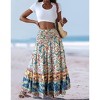 Women's High - Waisted Elastic Waist Maxi Skirt, Loose Floral Print Long Skirt for Casual Wear - 3 of 4