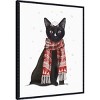 Amanti Art 23"x28" Black Cat Red Scarf by Fab Funky Framed Canvas Wall Art Print - 2 of 4