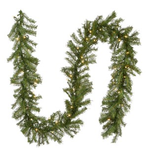 National Tree Company Pre-Lit Artificial Christmas Garland, Green, Norwood Fir, White Lights, Plug In, Christmas Collection, 9 Feet - 1 of 4