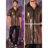 Lars Amadeus Men's Contrasting Color Short Sleeves Disco Party Sparkly Sequins Shirt - 4 of 4