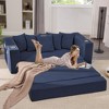 QingMoon Pull Out Loveseat Sofa, Foldable Floor Couch Bed, Corduroy Boneless Sofa with 5 Pillows, Side Pocket, Cup Holders for Living Room, Bedroom - 2 of 4