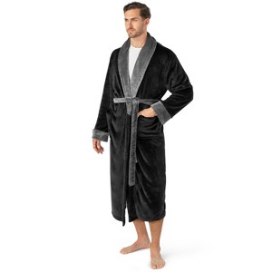 PAVILIA Mens Robe, Soft Bathrobe for Men, Fleece Warm Long Plush Microfiber Shawl Collar Pocket, Bath Shower Spa - 1 of 4