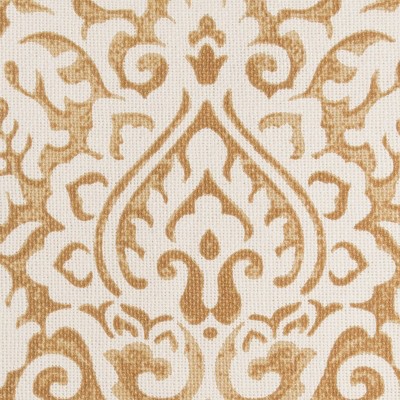 22" Gold and Ivory Damask Cotton Square Throw Pillow