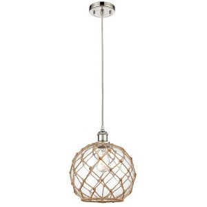 Farmhouse Rope - 1 Light Cord Hung Mini Pendant In Industrial Style-13 Inches Tall and 10 Inches Wide - 1 of 1