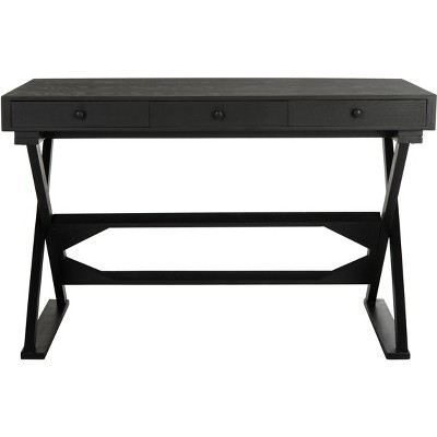 Weathered Black Transitional Wood Home Office Desk with Drawers