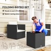 Folding Wicker Bistro Set, 3 Piece Patio Furniture Set with Cushions and Glass Coffee Table for Porch, Balcony - 4 of 4