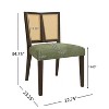 Christopher Knight Home Set of 2 Genesis Rubberwood Upholstered Dining Chairs with Cane Webbing Green/Dark Brown - 3 of 4