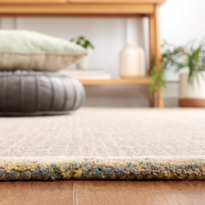 Gold and Grey Abstract Handmade Wool Area Rug