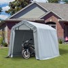 Aghana Digitals 6'x8' Heavy Duty Portable Carport Garage with Anti-UV PE Cover, Double Zipper Doors - 2 of 4