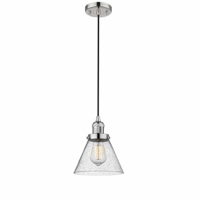 Cone - 1 Light Cord Hung Mini Pendant In Industrial Style-10 Inches Tall and 8 Inches Wide
