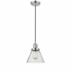Cone - 1 Light Cord Hung Mini Pendant In Industrial Style-10 Inches Tall and 8 Inches Wide - 1 of 1