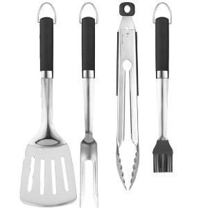 Itopfox Heavy Duty BBQ Grill Accessories Set - Premium Stainless Steel Spatula, Fork, Brush & Tongs, Barbecue Utensils Tool Kit for Grilling Lovers - 1 of 4