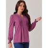 Seta T Women's V Neck Smocked Cuff Long Sleeve Pleated Casual Tunic Blouse - 2 of 4