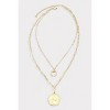 Slickblue Layered Chain Necklace, Coin Pendant With Horn Charm, Boho Festival Jewelry, Gold, 16"+3" - 3 of 3