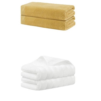 REGALWOVEN Bathroom Gym SPA Cotton Soft Absorbent Bath Hands Towel Set 2 Pcs