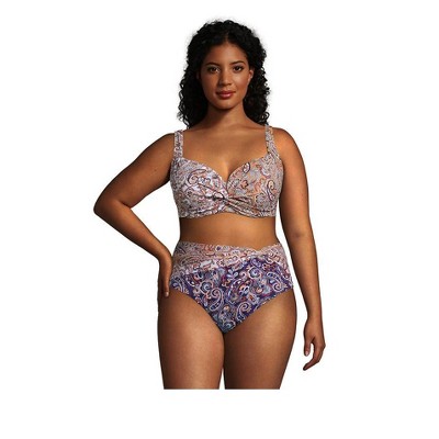 Lands' End Women's Twist Front Underwire Bikini Top Swimsuit Adjustable Straps