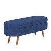FURNIinspire Ottomans and Benches Oval Storage Bench with Rubber Wood Legs for Contemporary Living Room and Bedroom, Blue, 44.1"*16.15"*9.5" - 4 of 4