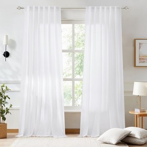 NICETOWN Light Filtering Sheer Curtain Pair - Rod Pocket/Back Tab Sheer Drapes for Bedroom/Living Room, 2 Panels - 1 of 4
