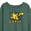 Women's - Pokémon - Pikachu Anime Kanji Lightweight French Terry Wide Neck Long Sleeve Shirt - 2 of 4