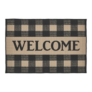 Black Check Welcome Polyester Rug Rect 24x36 VHC Brands - 1 of 4
