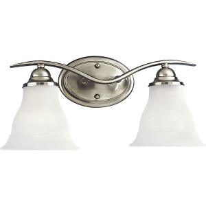 Progress Lighting Trinity Collection 2-Light Bath Fixture, Brushed Nickel, Etched Glass Shade - 1 of 2