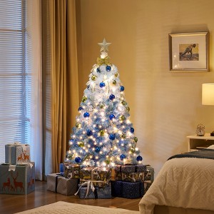 Yaheetech 6Ft/7.5Ft/9Ft Pre-lit Flocked Artificial Christmas Tree - 1 of 4