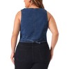Agnes Orinda Women's Plus Size Sleeveless V Neck Button Down Casual Jean Denim Vest - 4 of 4