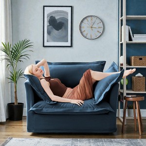 Mshliw Chenille Upholstered Deep Seat Sofa with High Back Pillows, Removable Covers, Single Sofa, Thick Cushion and Wooden Frame for Living Room - 1 of 4