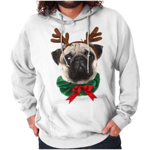 Christmas Reindeer Pug Adorable Hoodie Sweatshirt Women Men Brisco Brands - 1 of 4