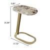 POVISON Modern Light Luxury Side Table, Natural Stone Tabletop, Sintered Stone Veneer,Metal Legs, 17.72" - 4 of 4