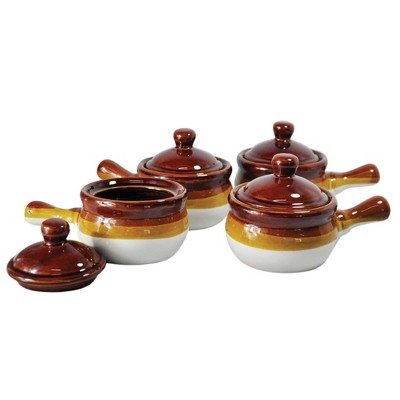 Kitchen Basics Onion Soup Bowl 4/ST Stoneware 375ml/12.6oz - Brown, Microwave, Oven and dishwasher safe, Make delicious french onion soup