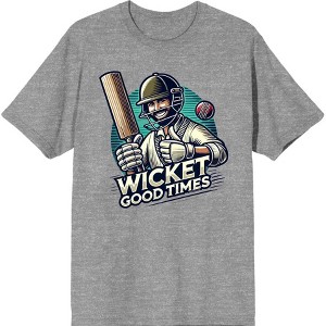 Cricket Sports "Wicket Good Time"  Adult Crew Neck Short Sleeve Tee - 1 of 2