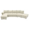 NicBex Modern 146.9" Pull Out Sofa Bed Linen Convertible Sleeper Sofa with Storage Ottoman and Chaise for Living Room - 4 of 4