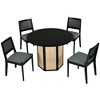 5 Piece Dining Table Set, Rattan Kitchen Table Set for 4 Persons, Wood Table and Chairs Set For Dining Room, Living Room, Kitchen Indoor Use - 3 of 4