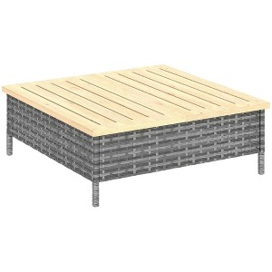 Resenkos Outdoor Side End Table, End Table, Outdoor Couch Table,Patio End Table with Natural Fir Wood Top, Weather Resistant Accent Table, Gray - 1 of 4